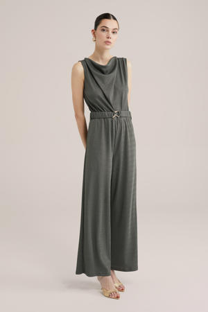 straight jumpsuit donkergroen met lurex