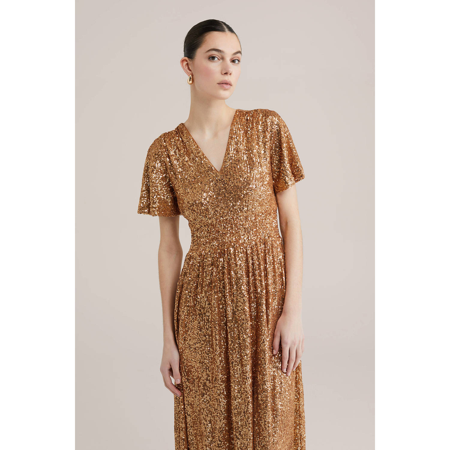 WE Fashion jurk met pailletten goud