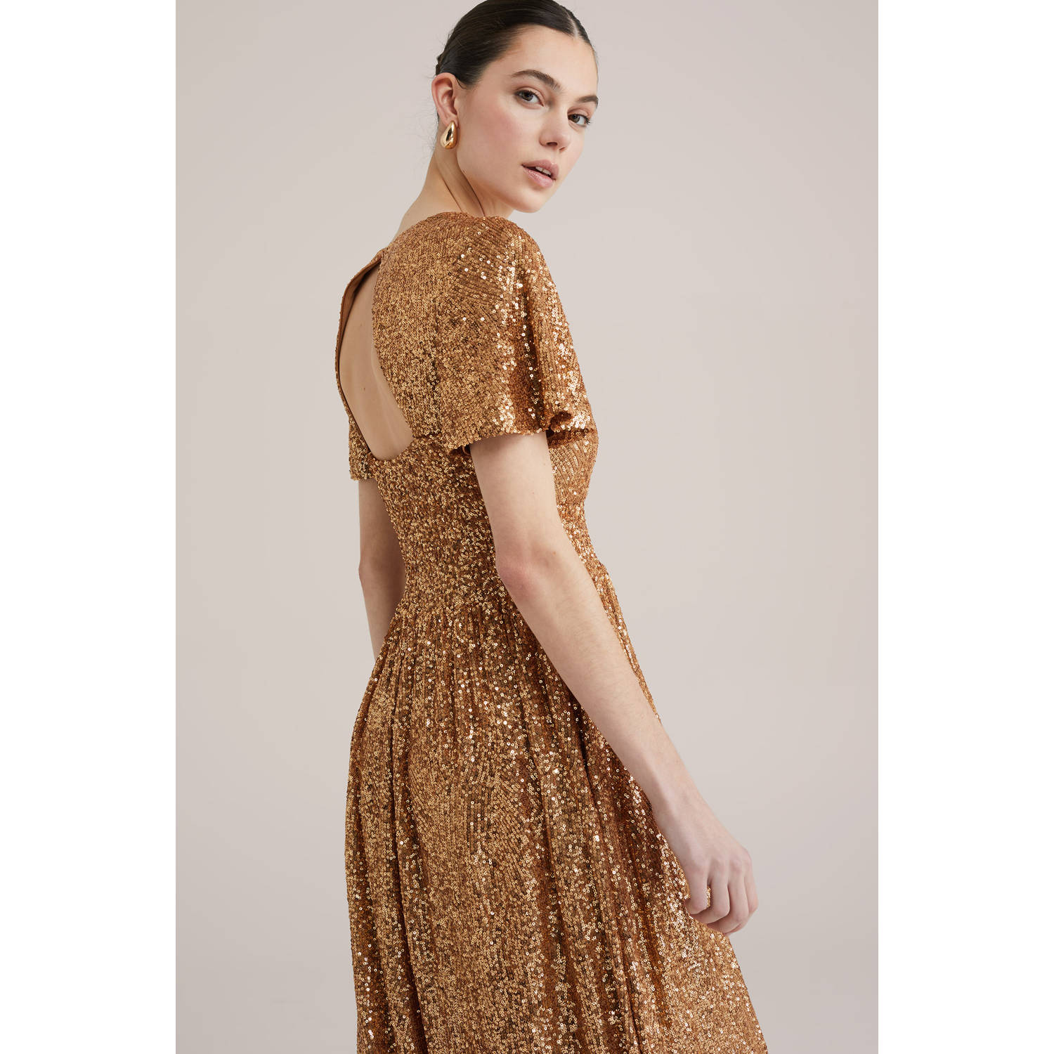 WE Fashion jurk met pailletten goud