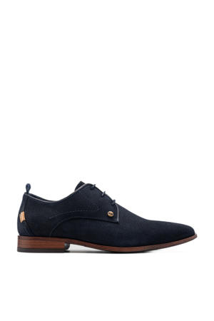 Greg wall suède veterschoenen donkerblauw