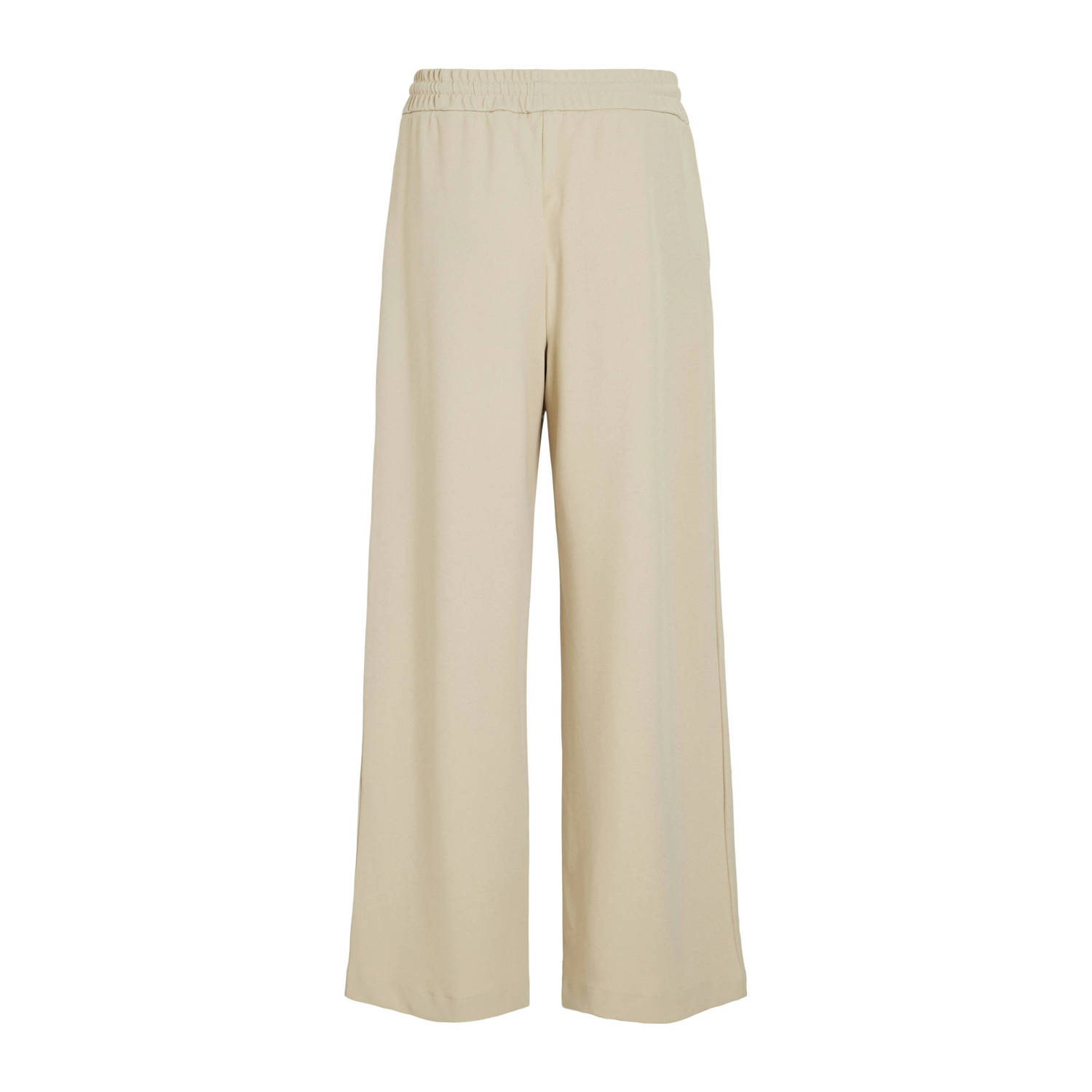 VILA wide leg high waist casual broek lichtgrijs gebreid