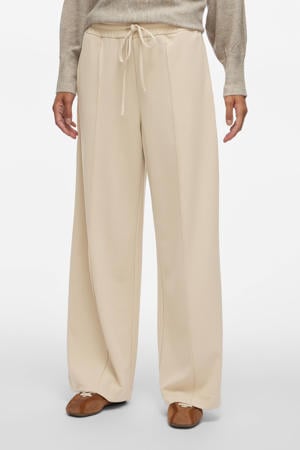 wide leg high waist casual broek lichtgrijs gebreid