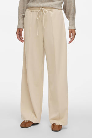 wide leg high waist casual broek lichtgrijs gebreid