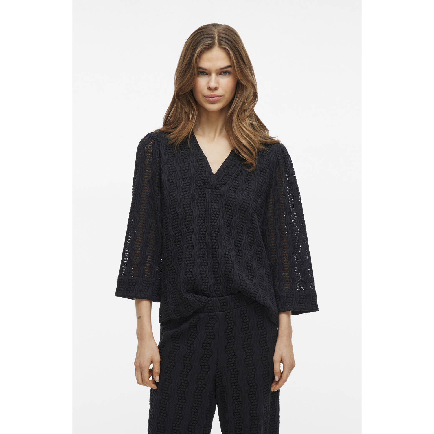 Vila Regular fit blouse met V-hals model 'LUMENA'