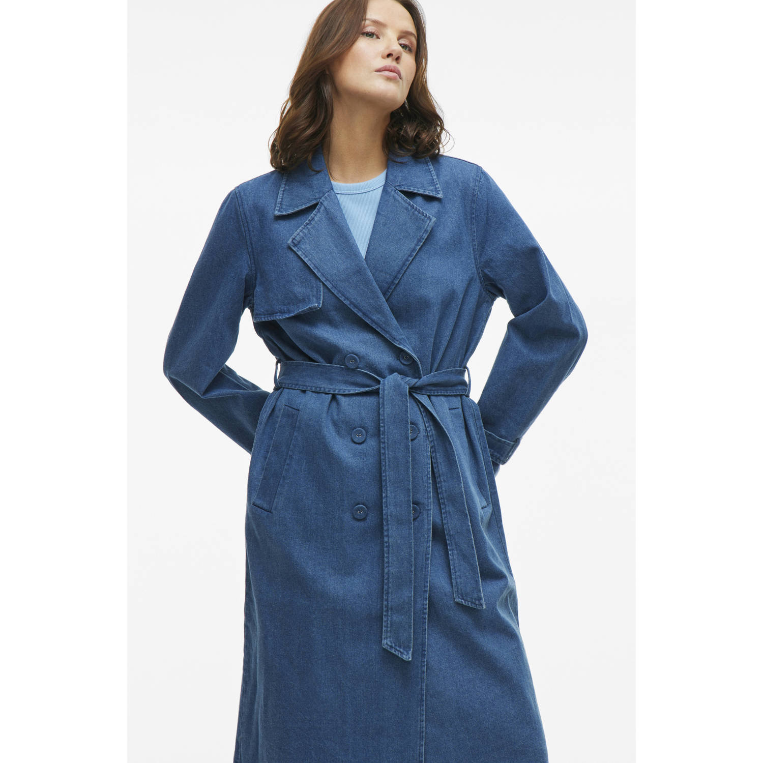 Vila Jeanstrenchcoat met strikceintuur model 'CI'