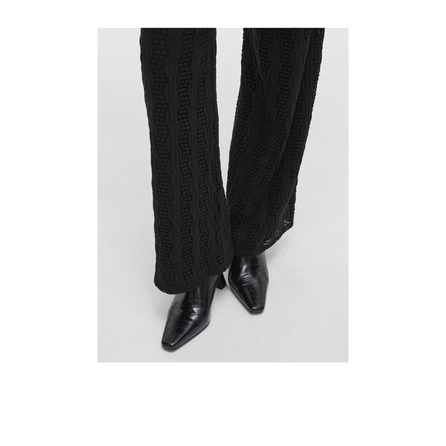 VILA regular waist casual broek zwart