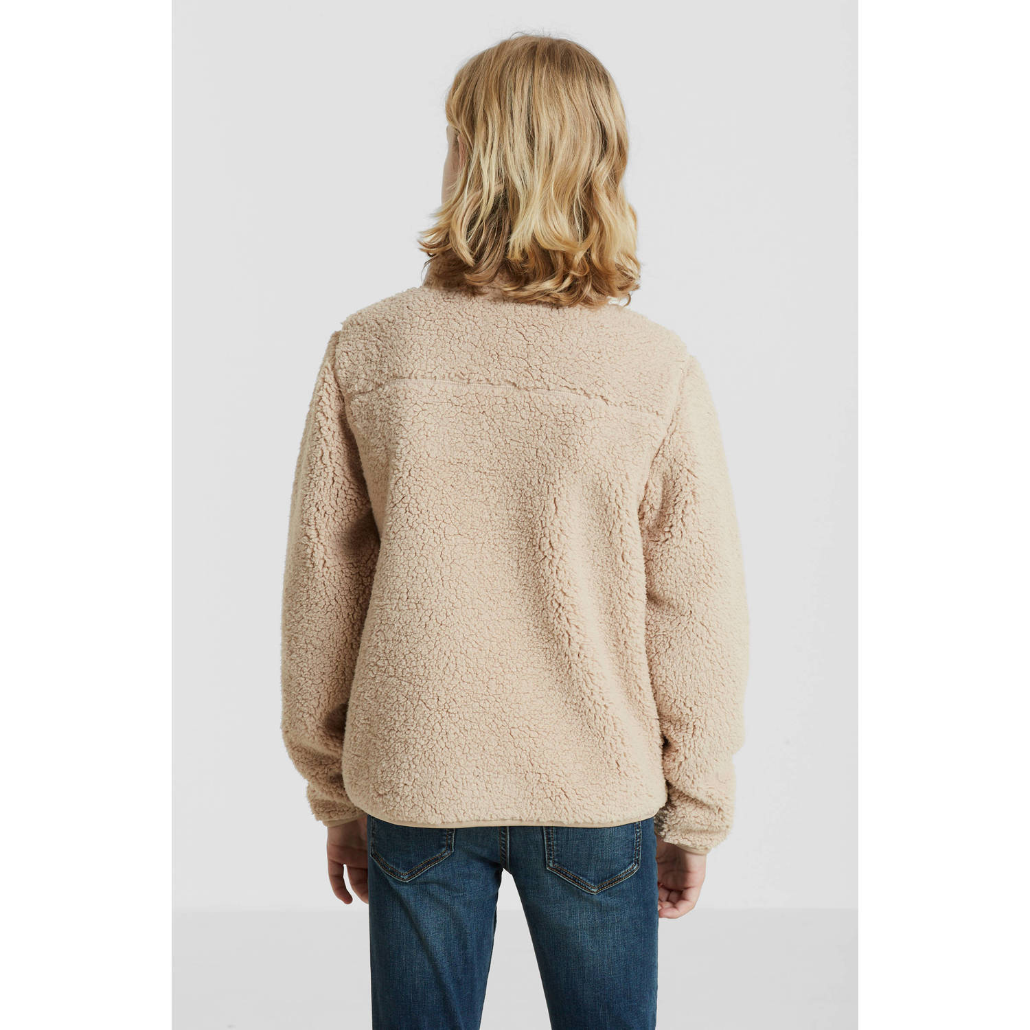 anytime teddy fleece vest beige