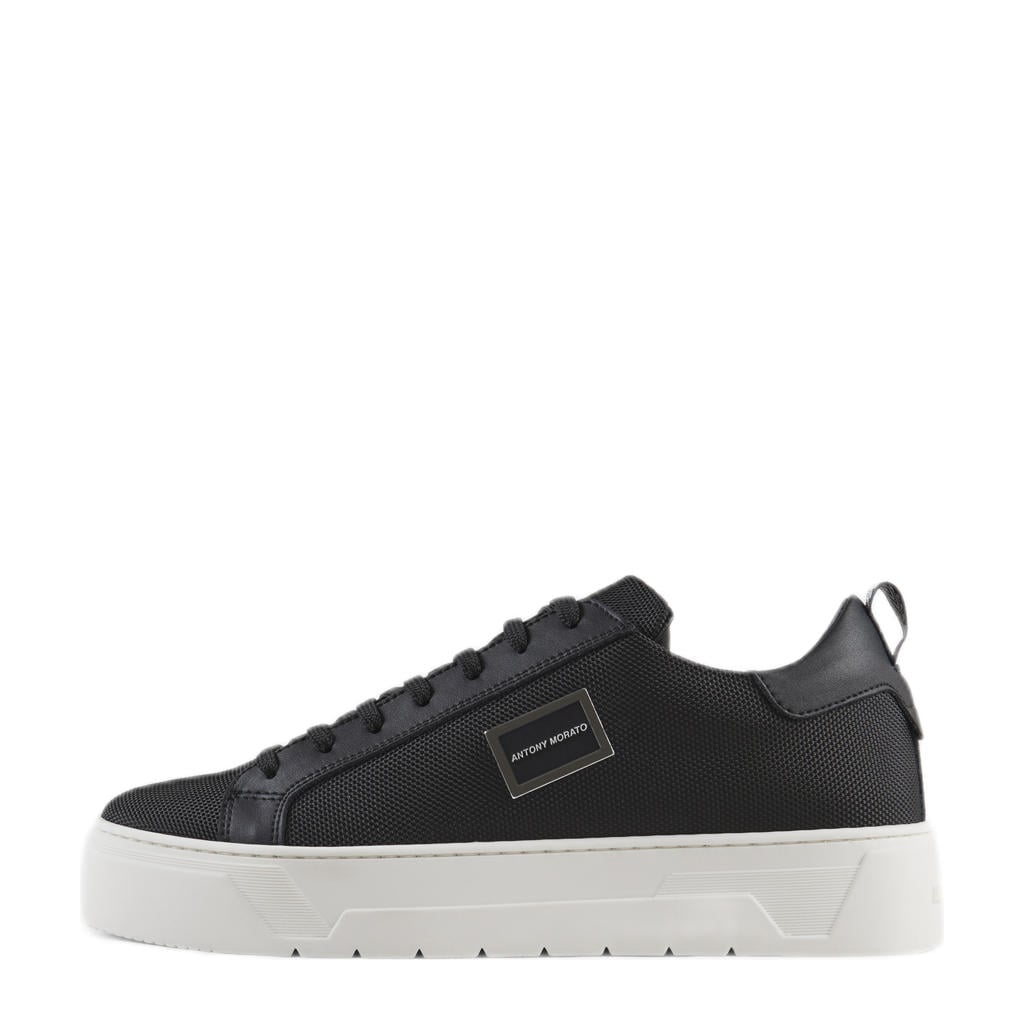Zwarte heren Antony Morato sneakers van 60% polyamide/30% leer/10% polyurethaan met veters