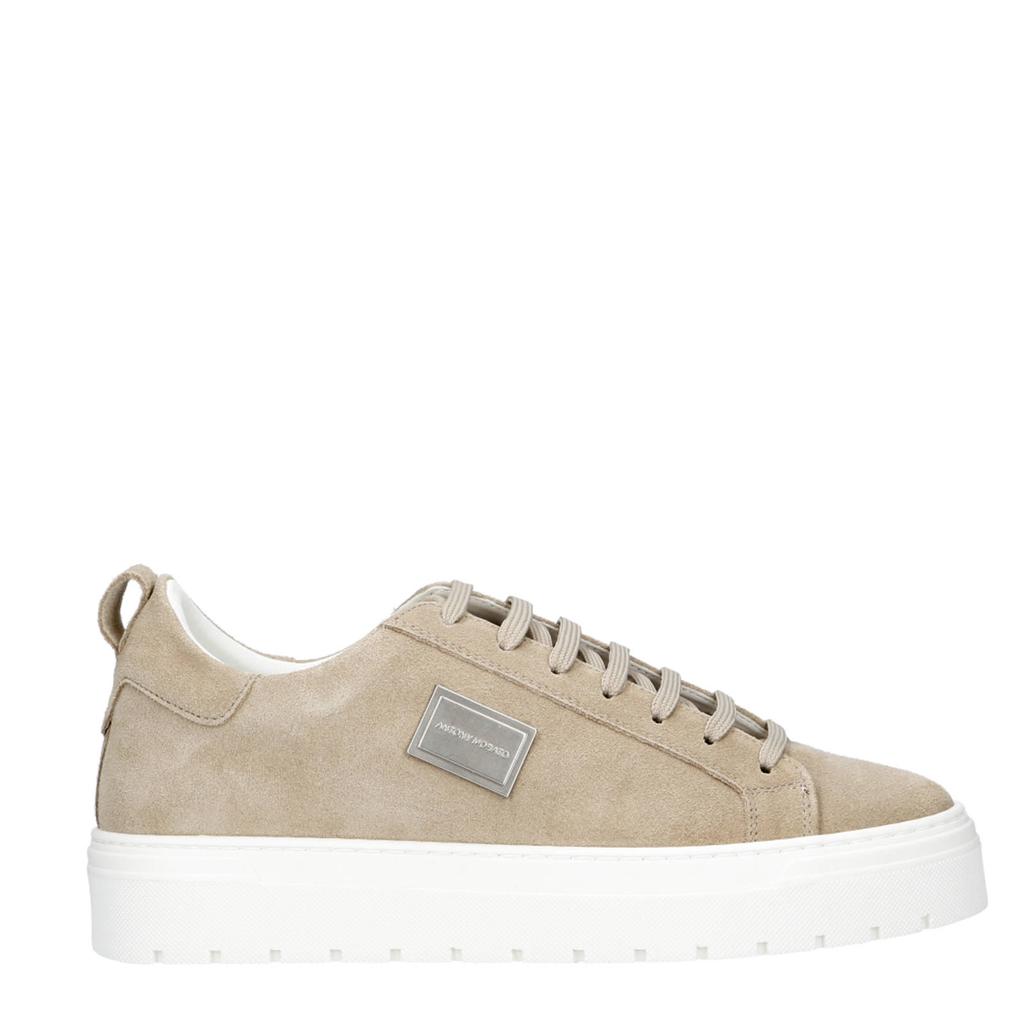 Beige heren Antony Morato suède sneakers met veters
