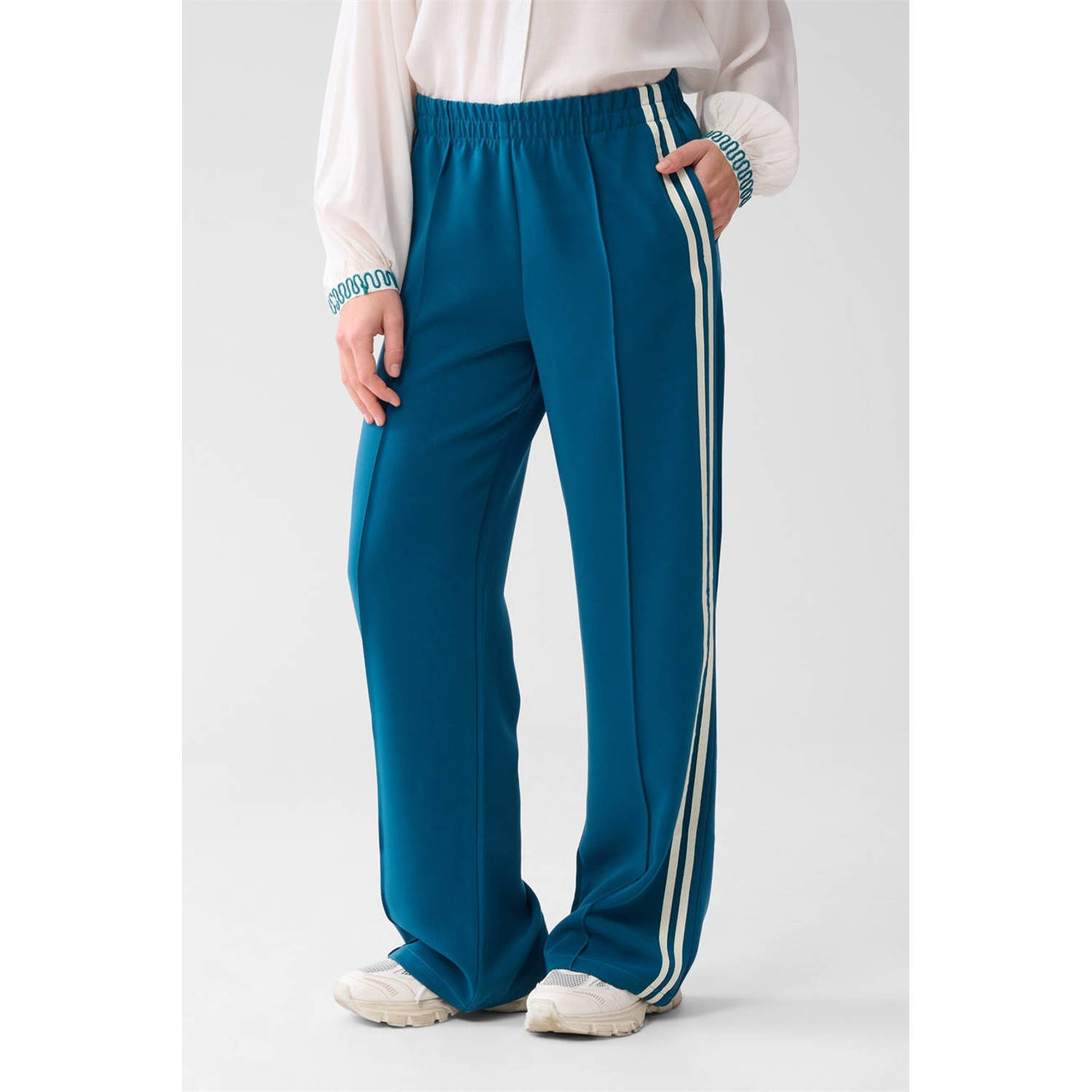 Shoeby wide leg high waist casual broek blauw