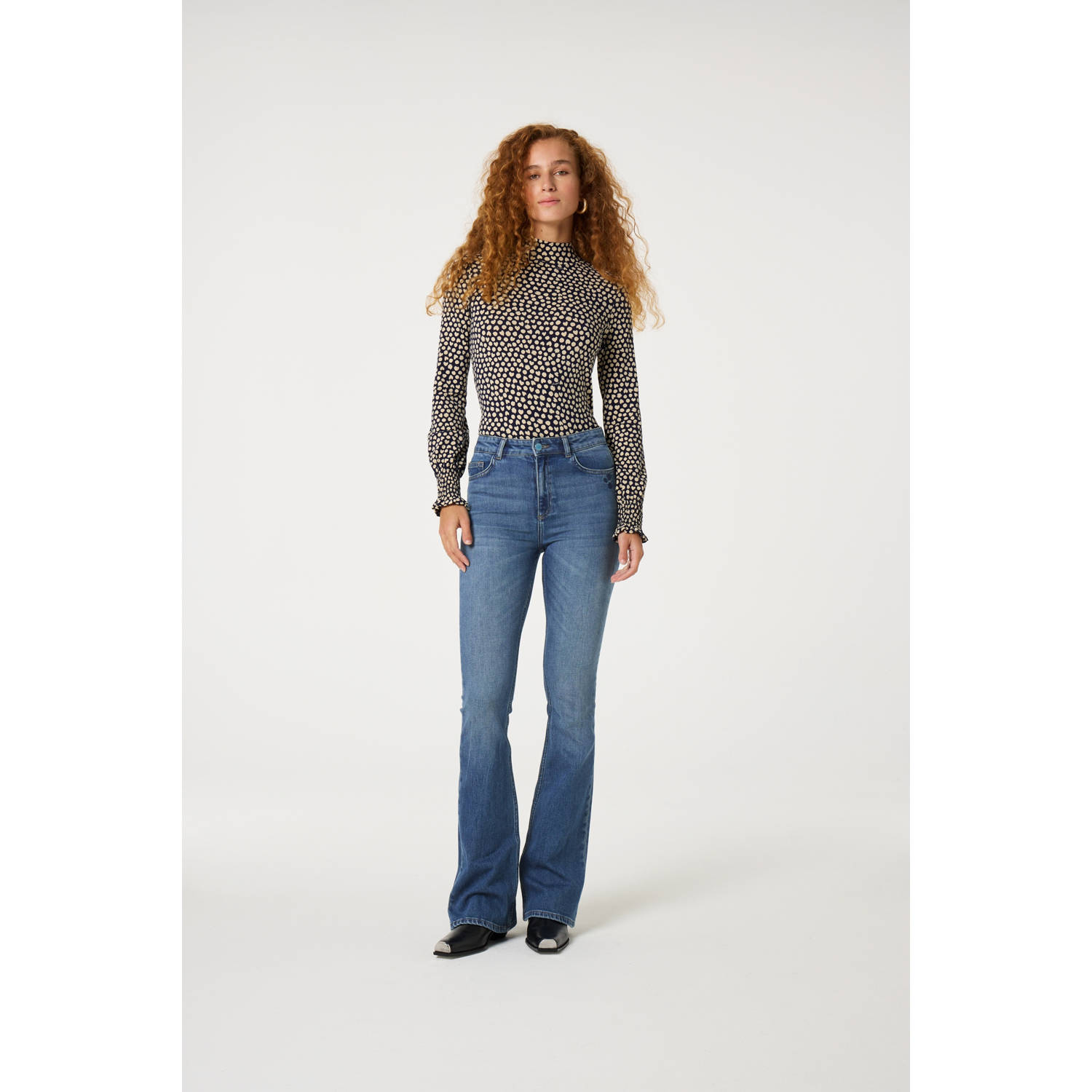 Fabienne Chapot high waist flared jeans medium blue denim