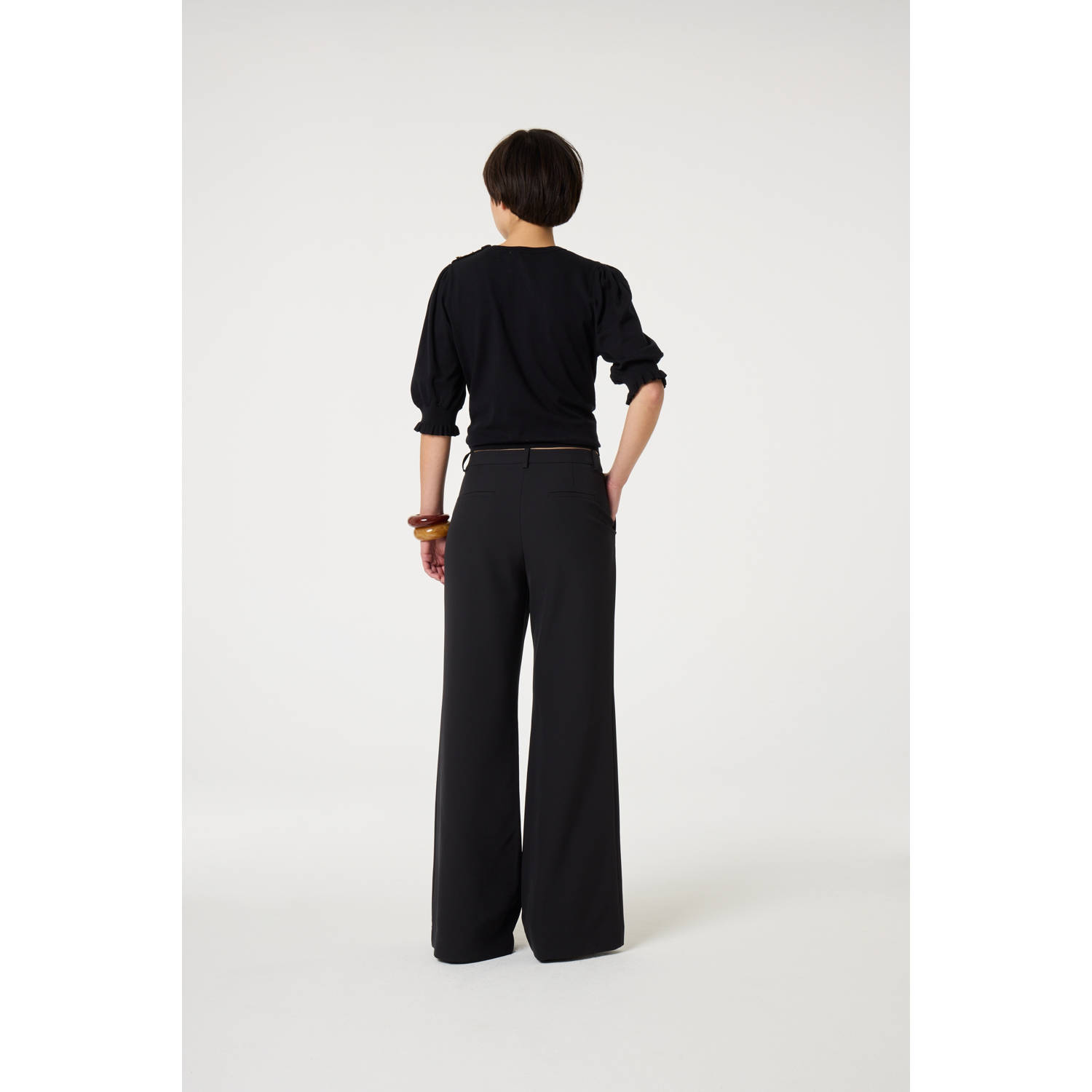 Fabienne Chapot flared high waist pantalon zwart