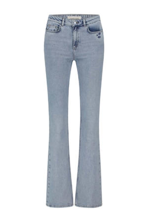 high waist flared jeans light blue denim