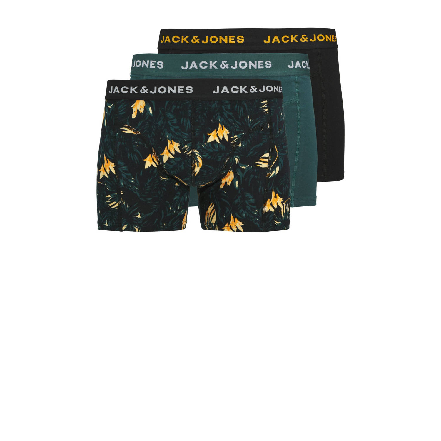 JACK & JONES JUNIOR boxershort set van 3 zwart petrol