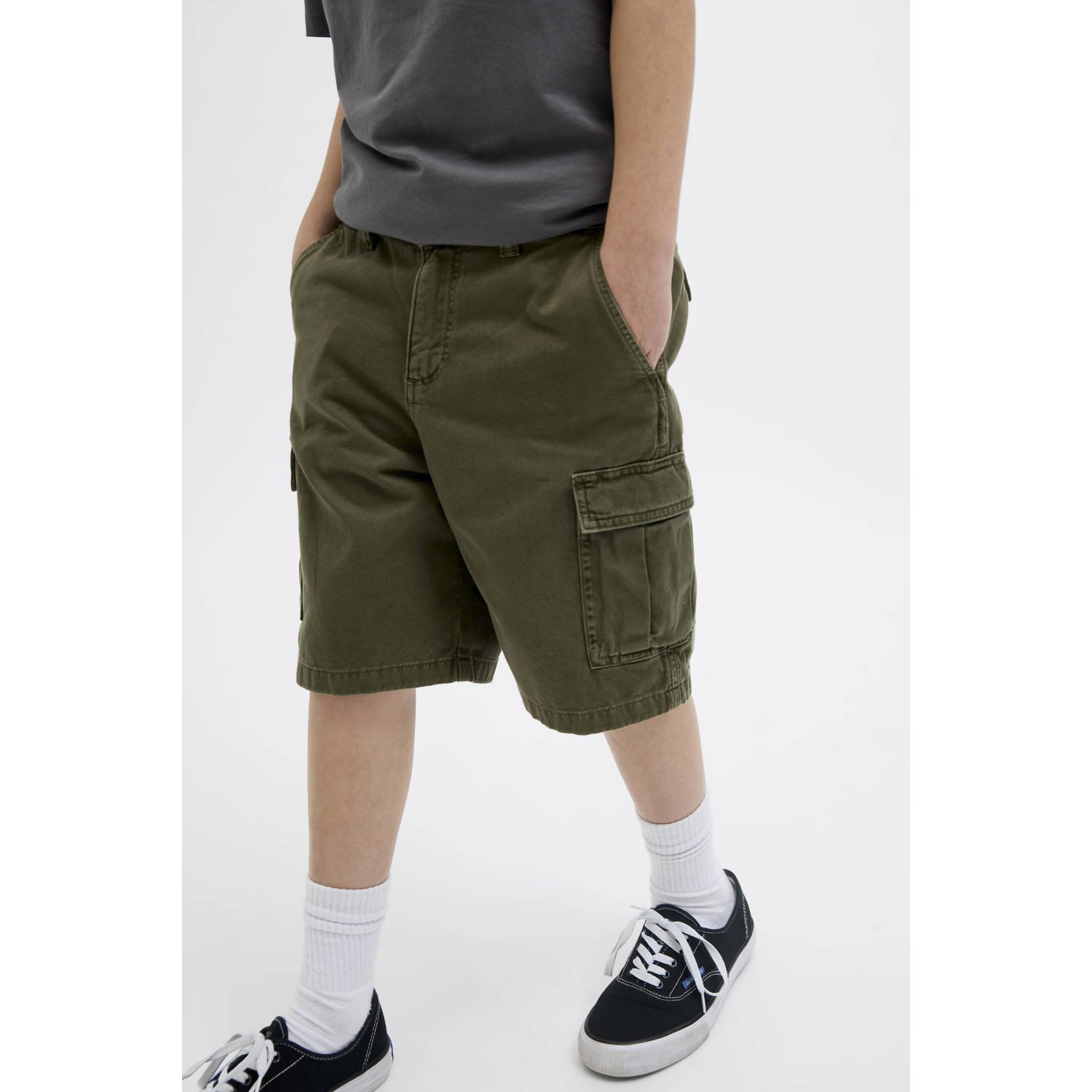 JACK & JONES JUNIOR cargo short donkergroen