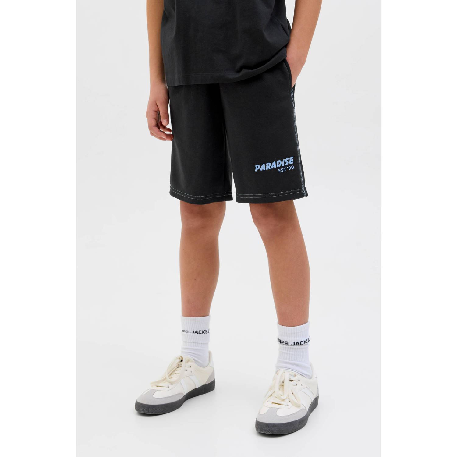 JACK & JONES JUNIOR sweatshort zwart
