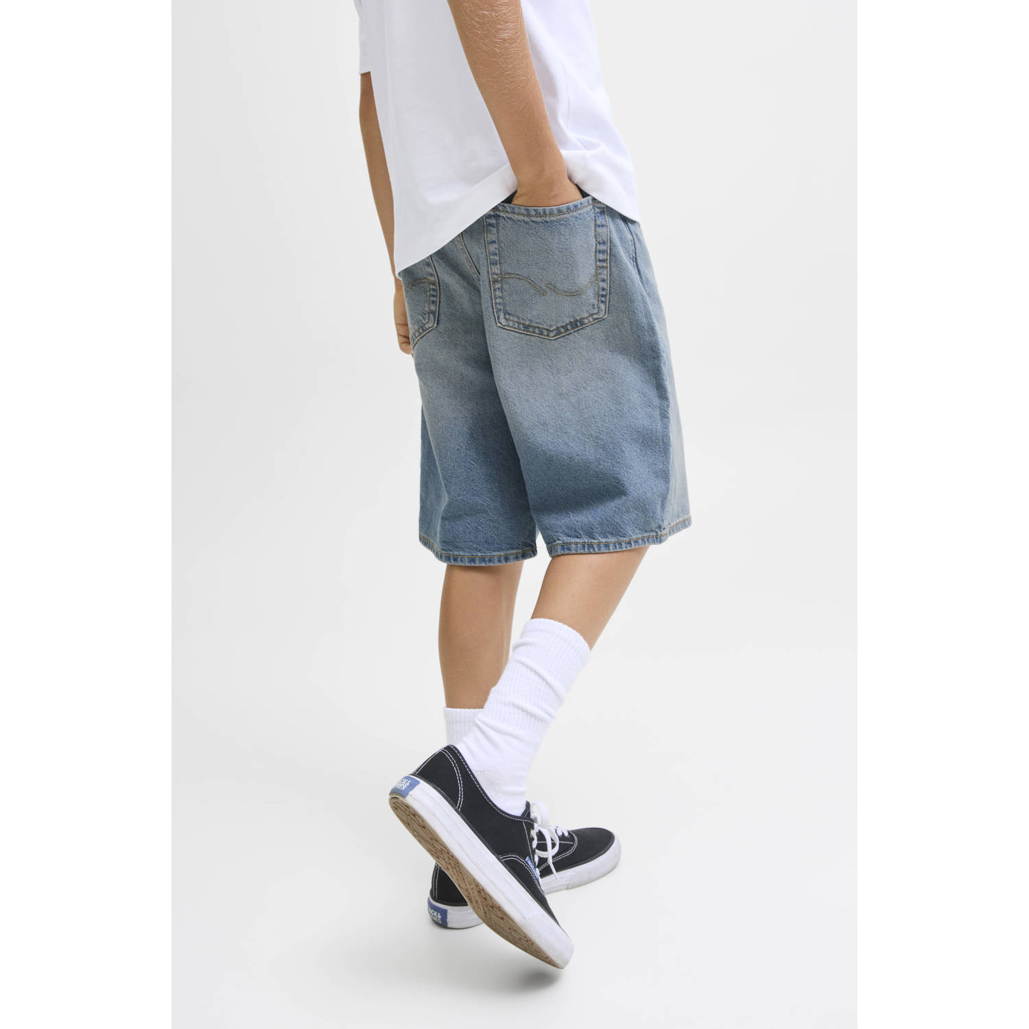 JACK & JONES JUNIOR loose denim short medium blue denim