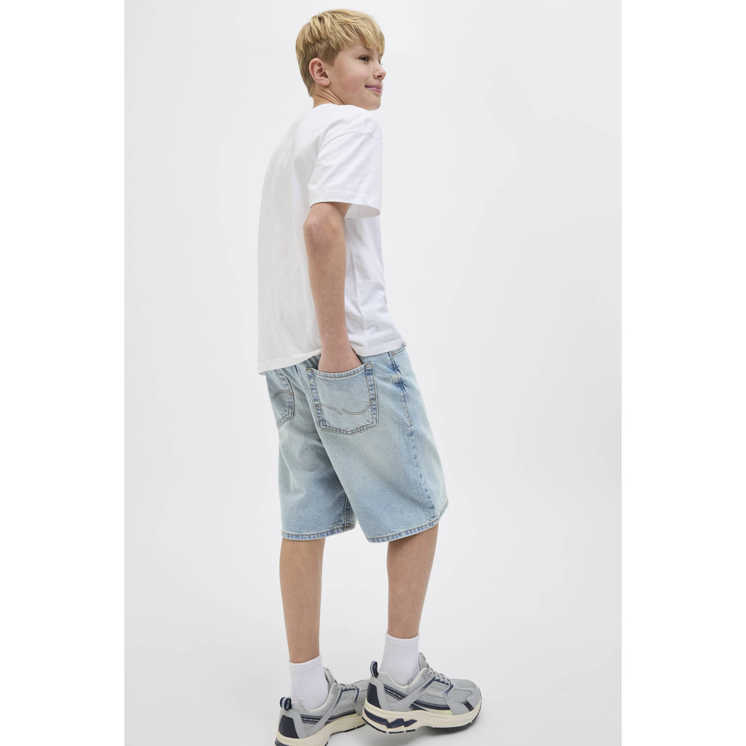 JACK & JONES JUNIOR loose denim short light blue denim