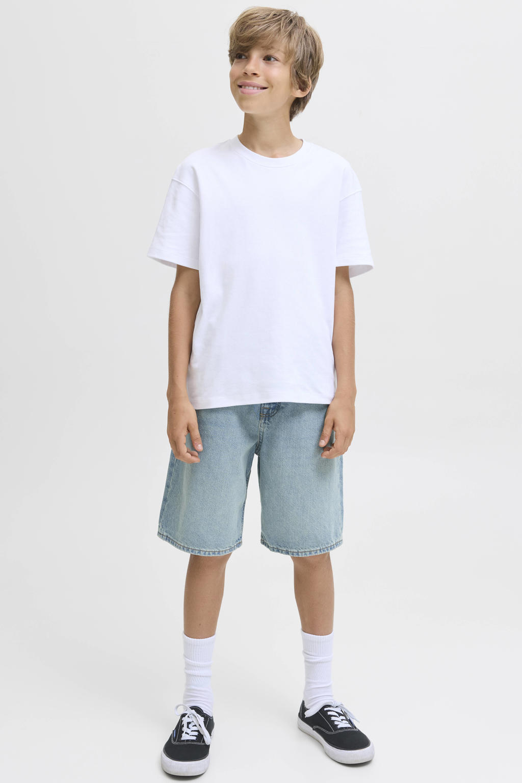 JACK & JONES JUNIOR loose denim short light blue denim