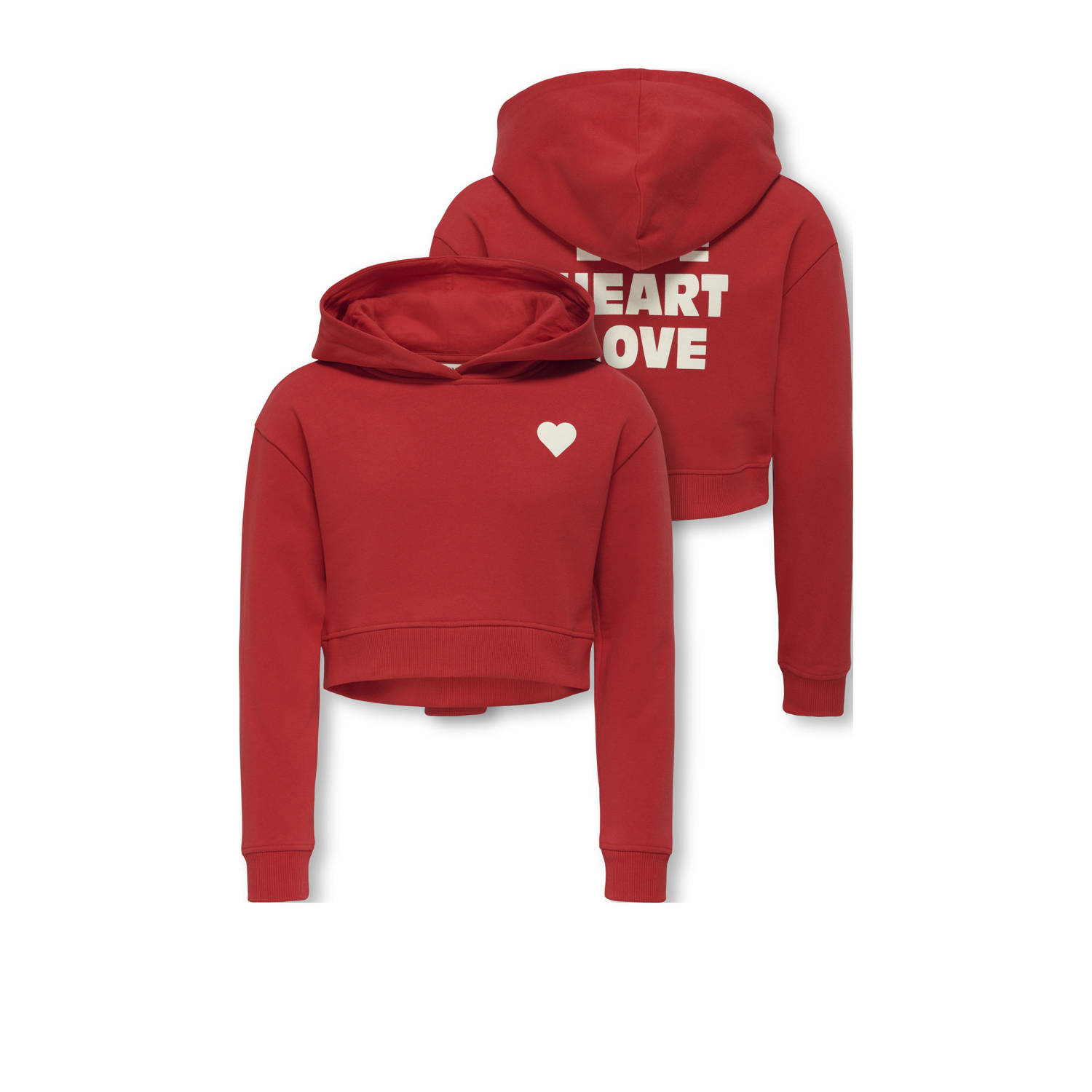 ONLY KIDS GIRL cropped hoodie rood