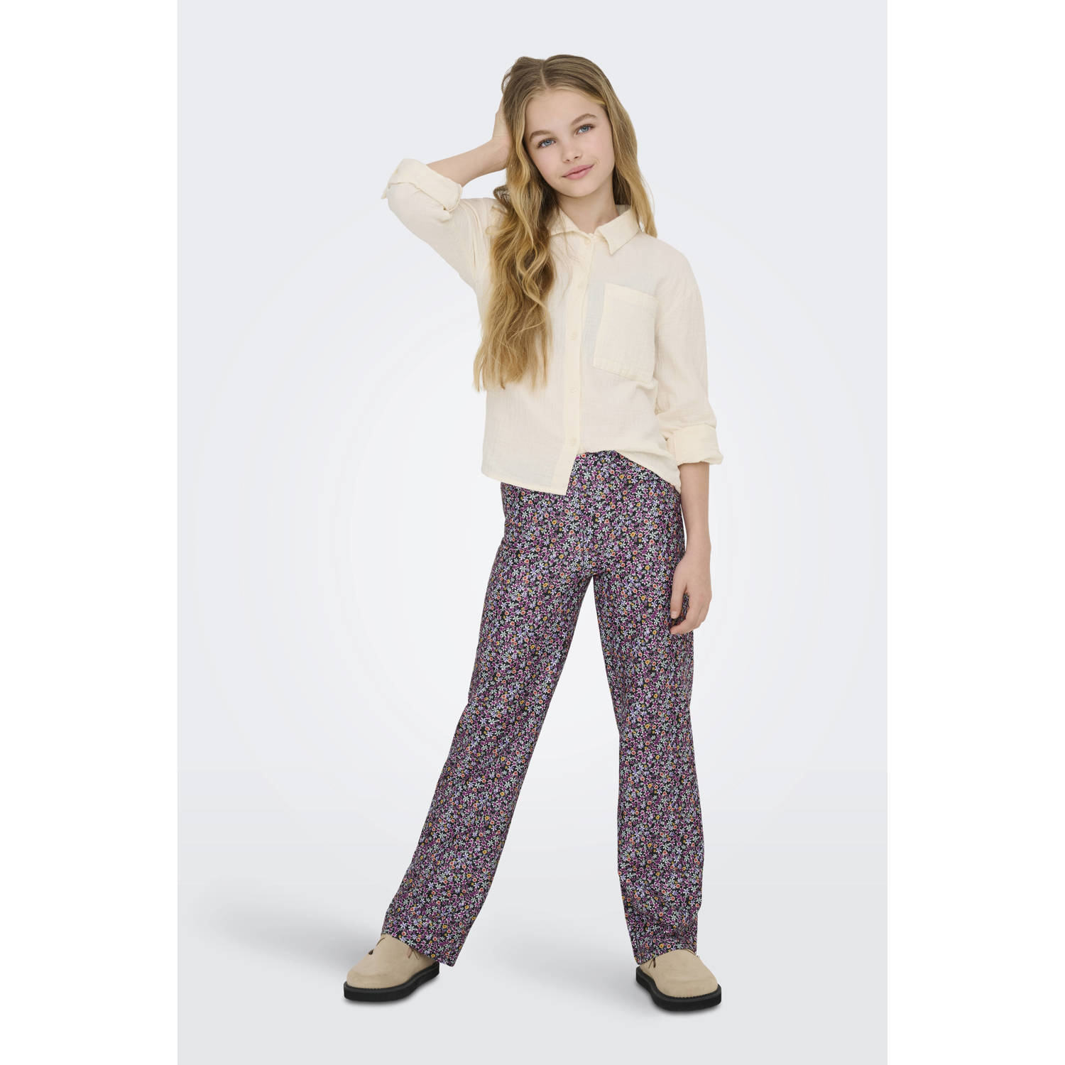 ONLY KIDS GIRL wide leg casual broek paars