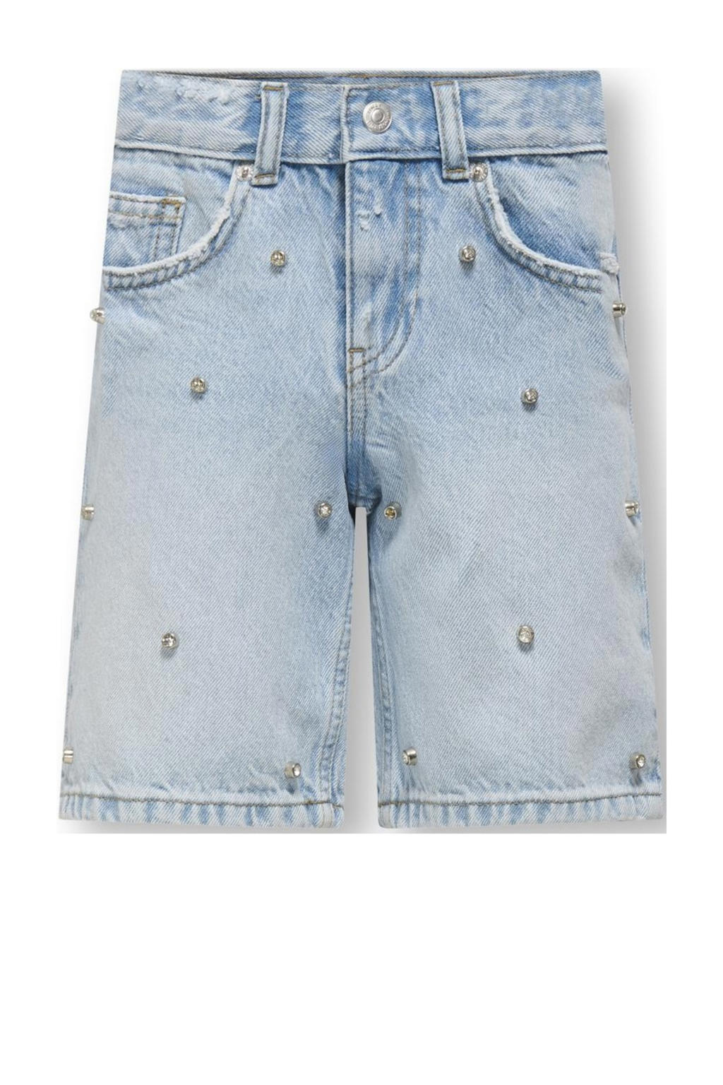 Light blue denim meisjes KIDS ONLY GIRL loose short van denim met regular waist en rits- en knoopsluiting