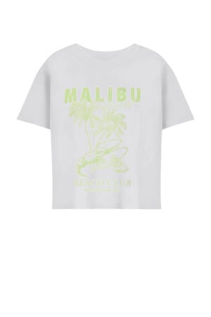 T-shirt wit/limegroen