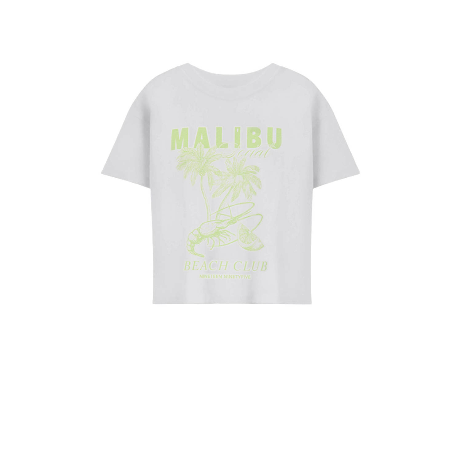 ONLY KIDS GIRL T-shirt wit limegroen