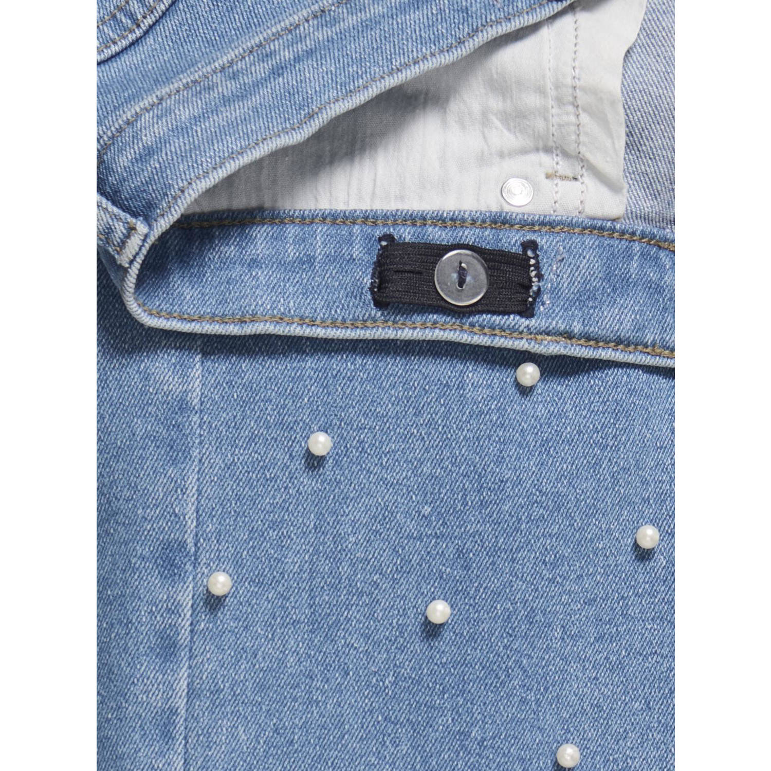 ONLY KIDS GIRL wide leg jeans met parels light blue denim