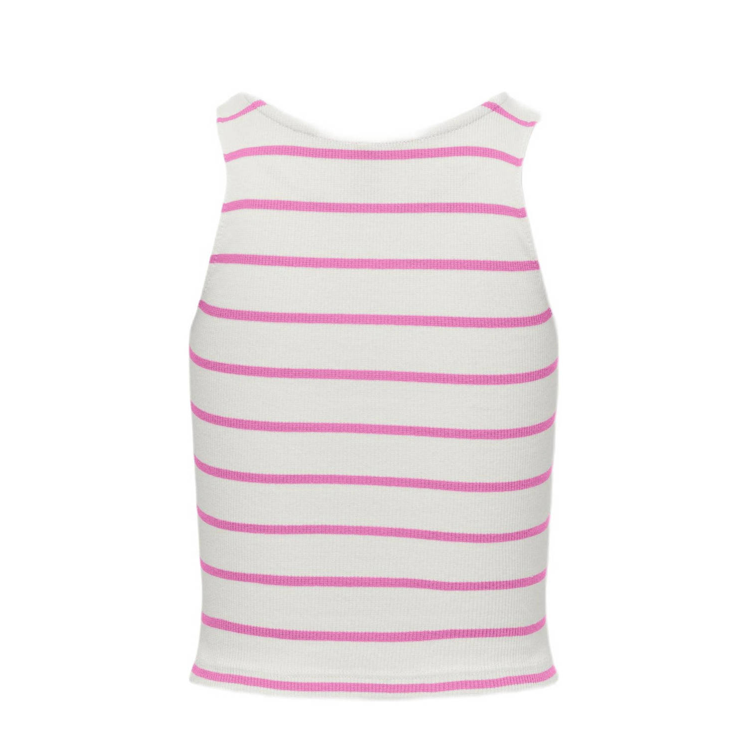 ONLY KIDS GIRL mouwloze top wit roze