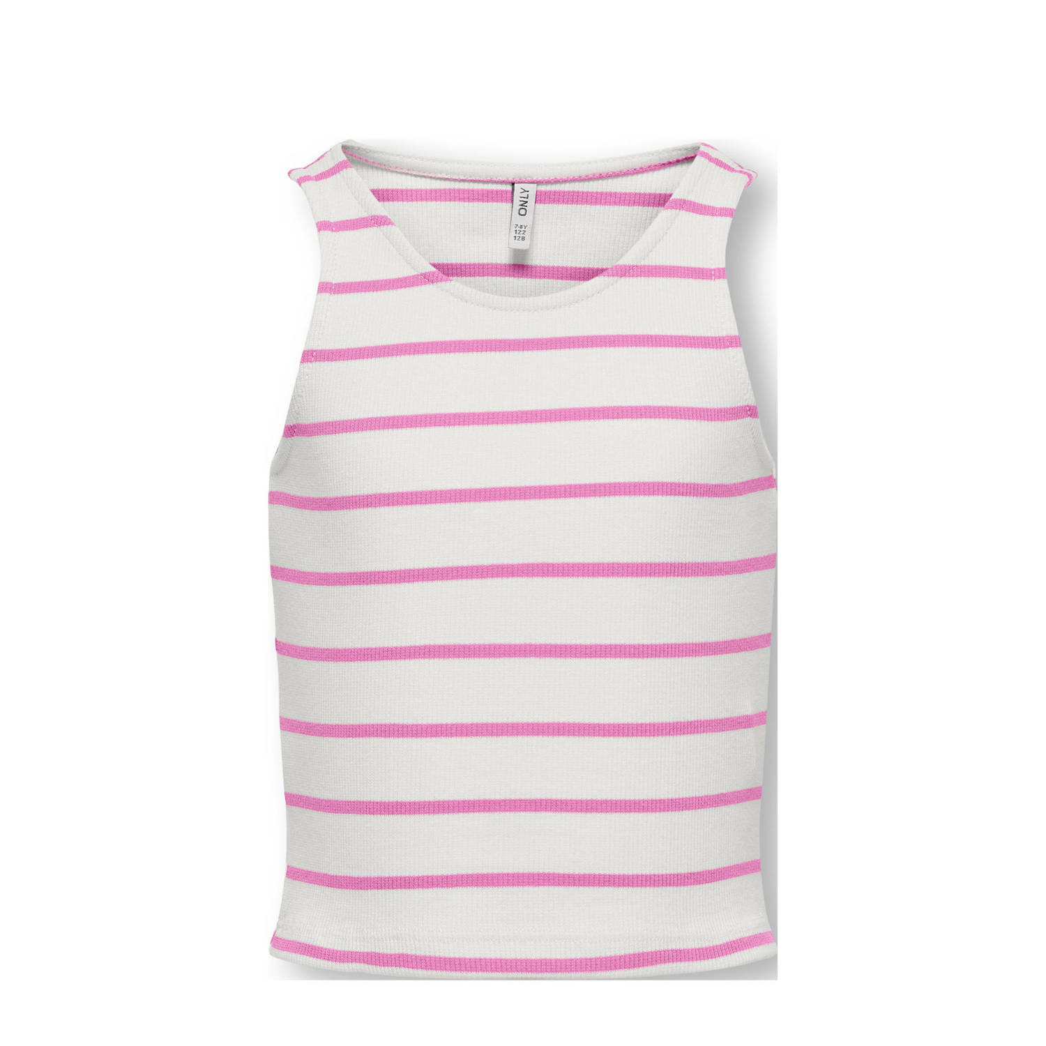 ONLY KIDS GIRL mouwloze top wit roze