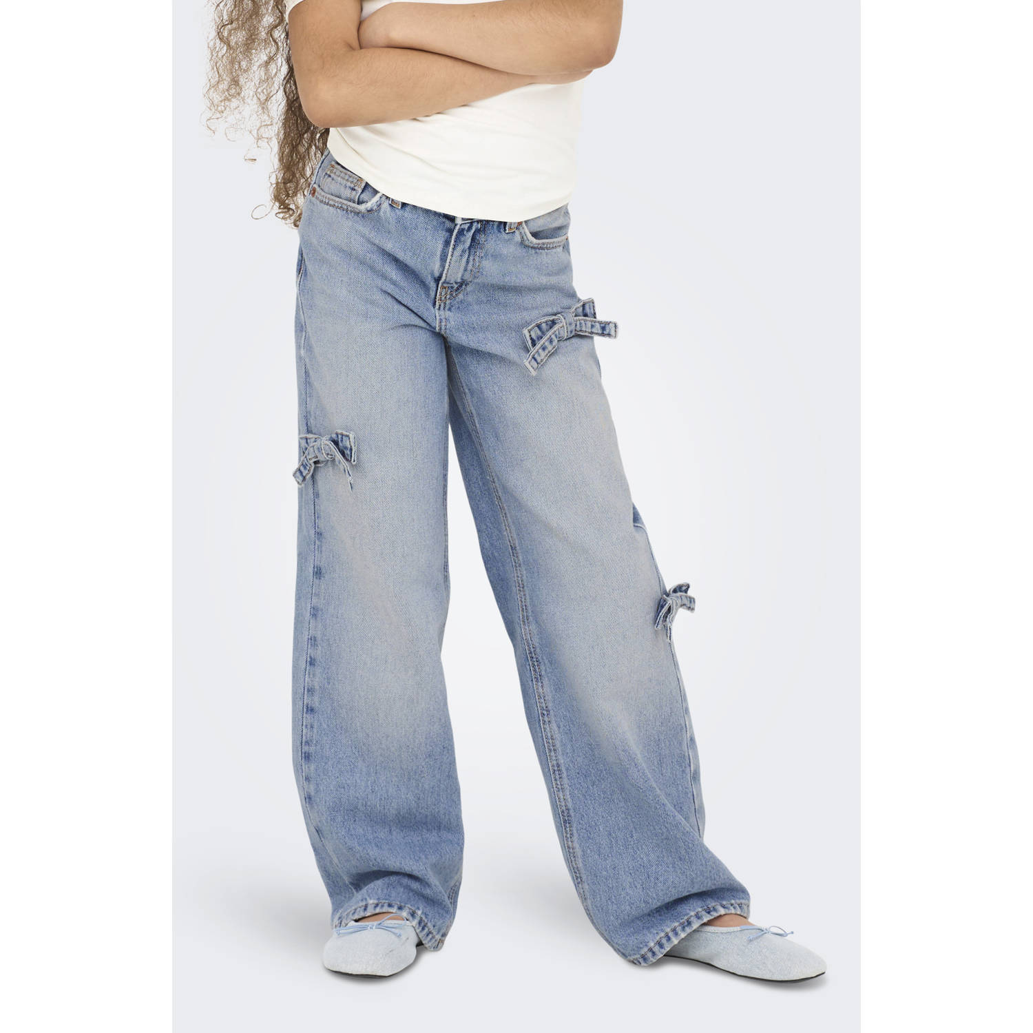 ONLY KIDS GIRL wide leg jeans light blue denim