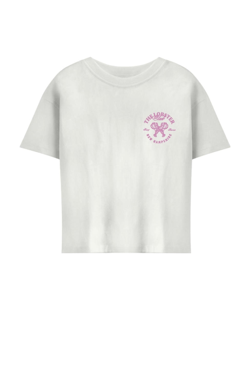 Wit en roze meisjes KIDS ONLY GIRL T-shirt van stretchkatoen met backprint, korte mouwen, ronde hals en gebreide details