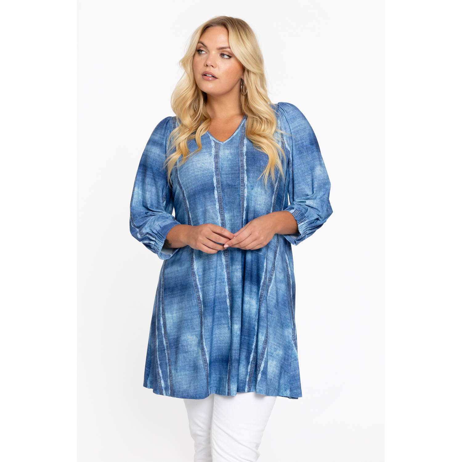 YOEK tuniek blauw denimprint