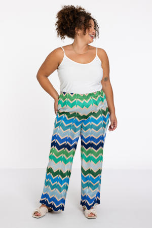 wide leg regular waist broek blauw