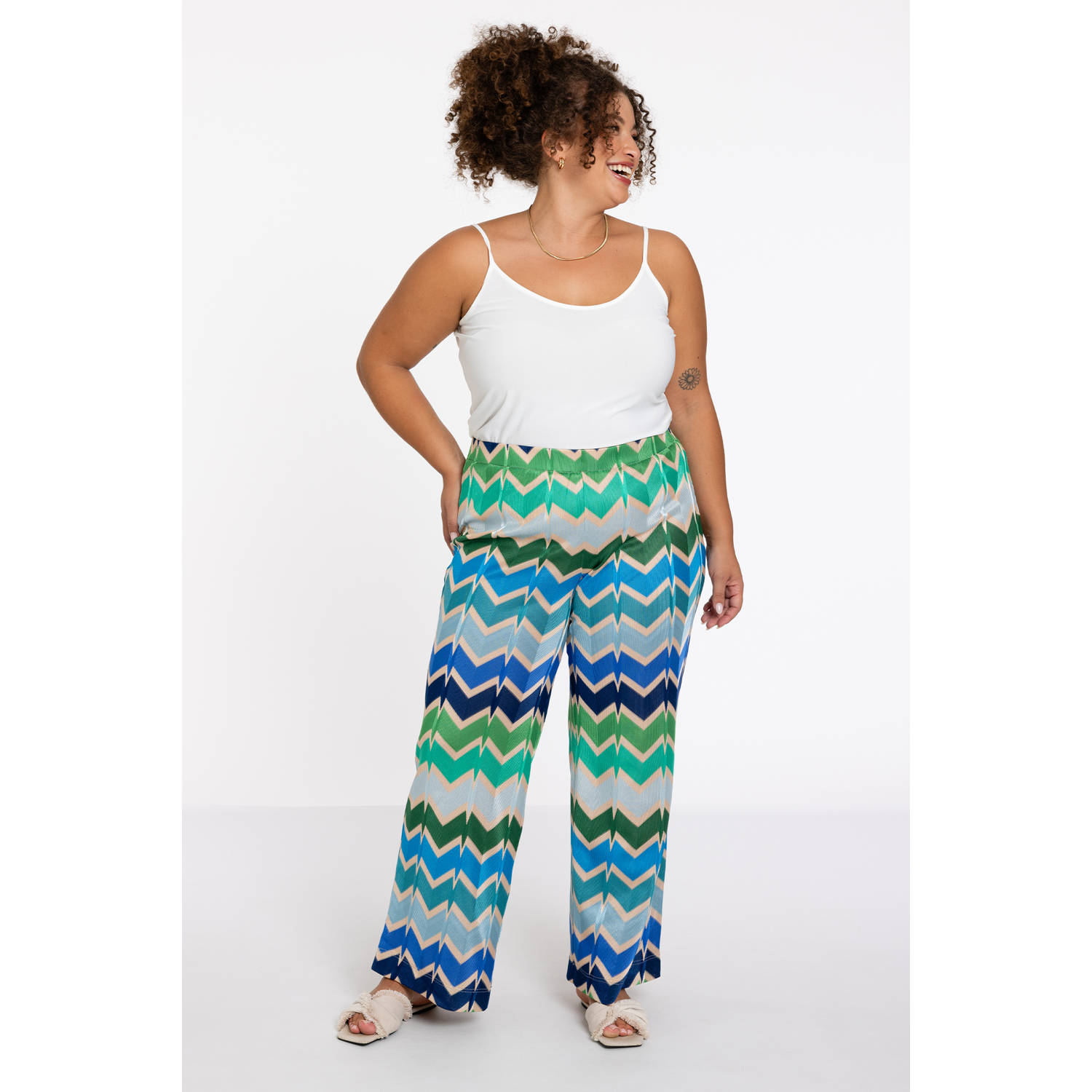 YOEK wide leg regular waist broek blauw