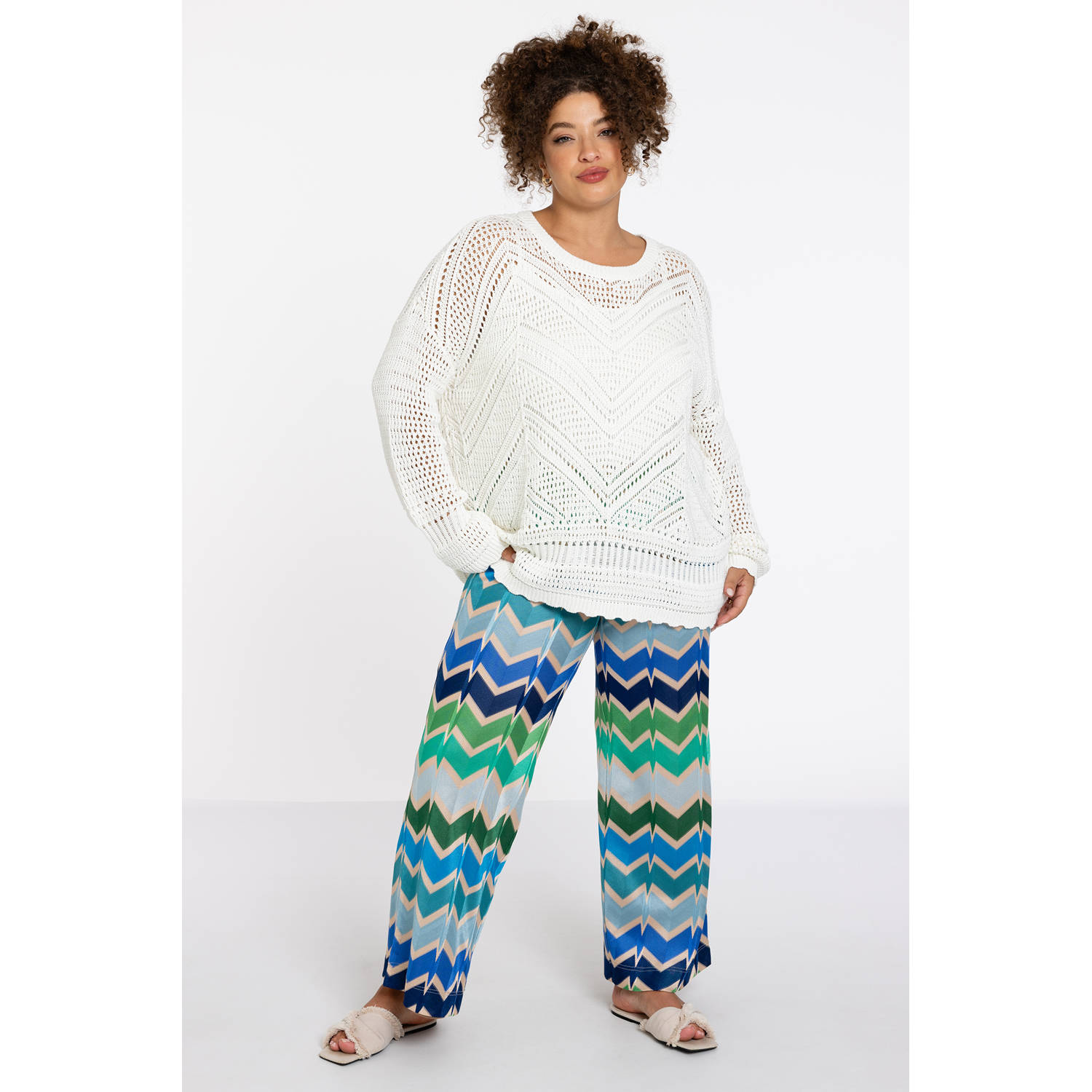 YOEK wide leg regular waist broek blauw