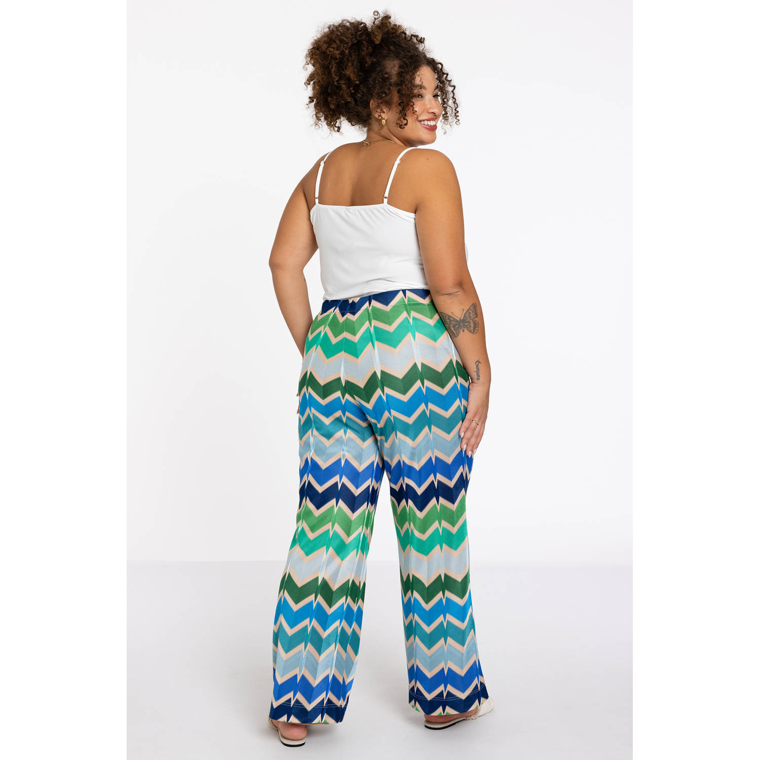 YOEK wide leg regular waist broek blauw