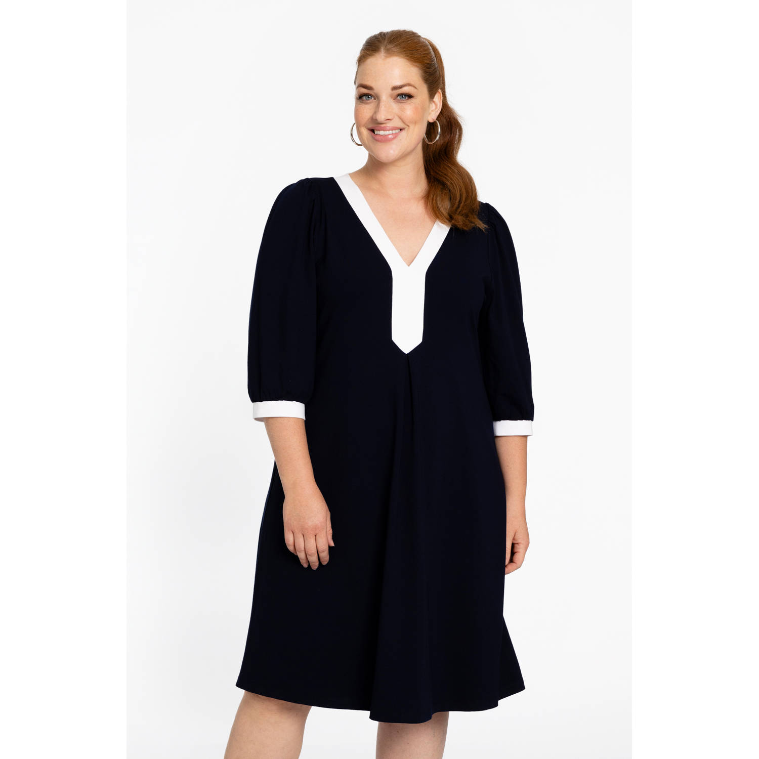 YOEK midi jurk marine