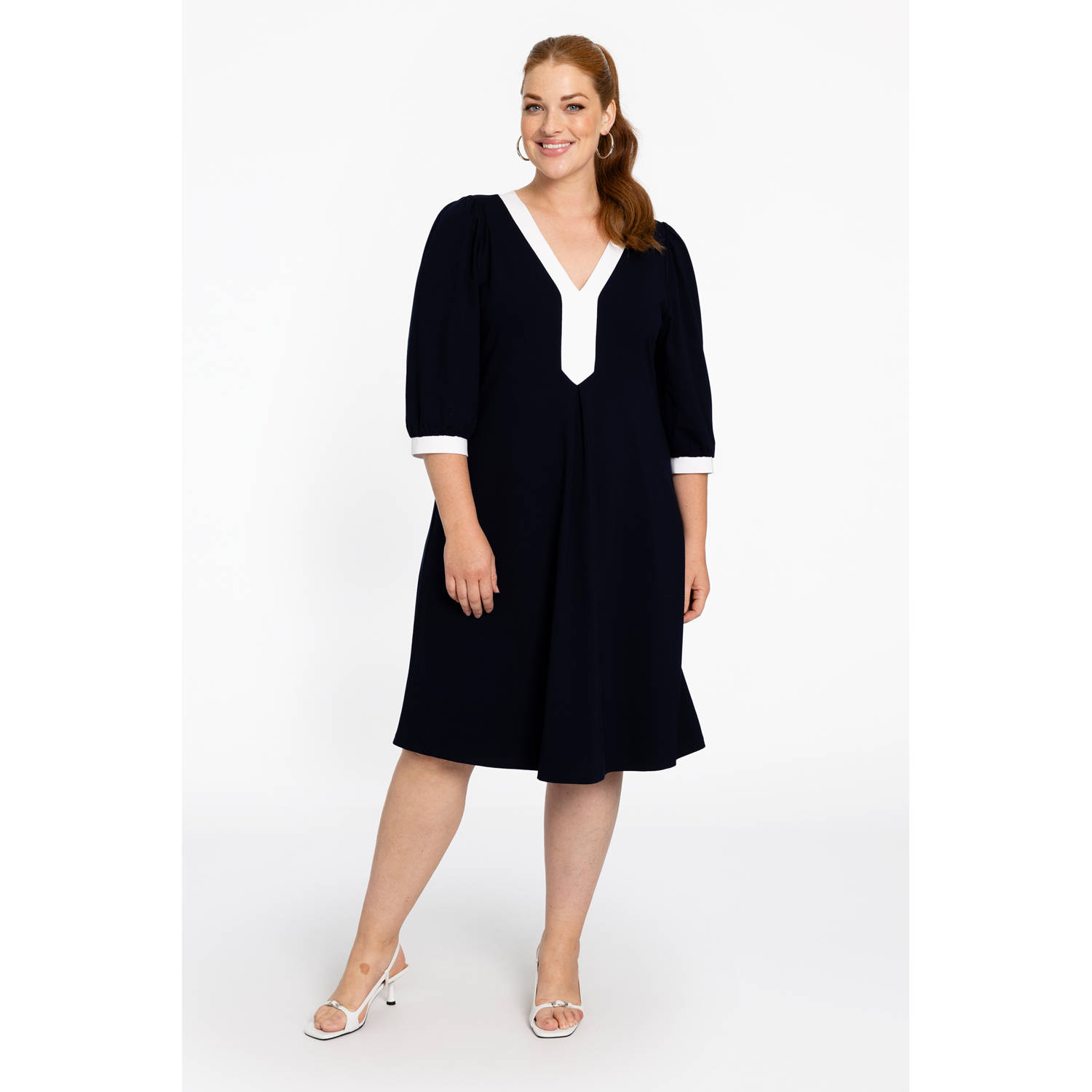 YOEK midi jurk marine