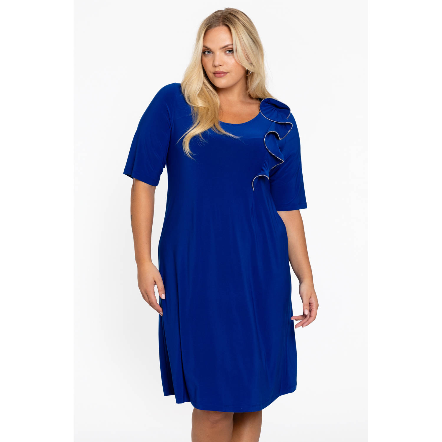YOEK midi jurk blauw