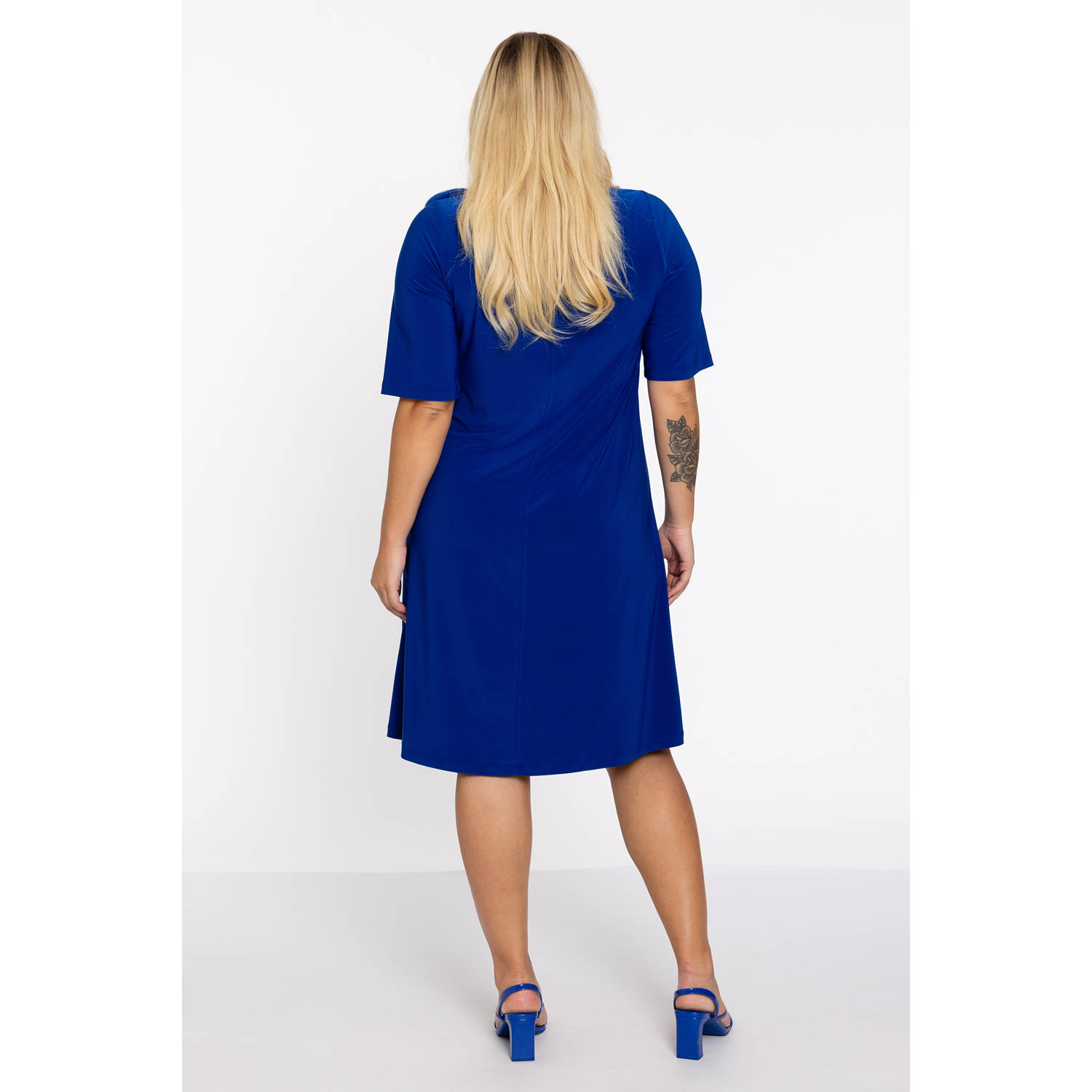 YOEK midi jurk blauw