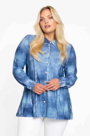 blouse blauw denimprint