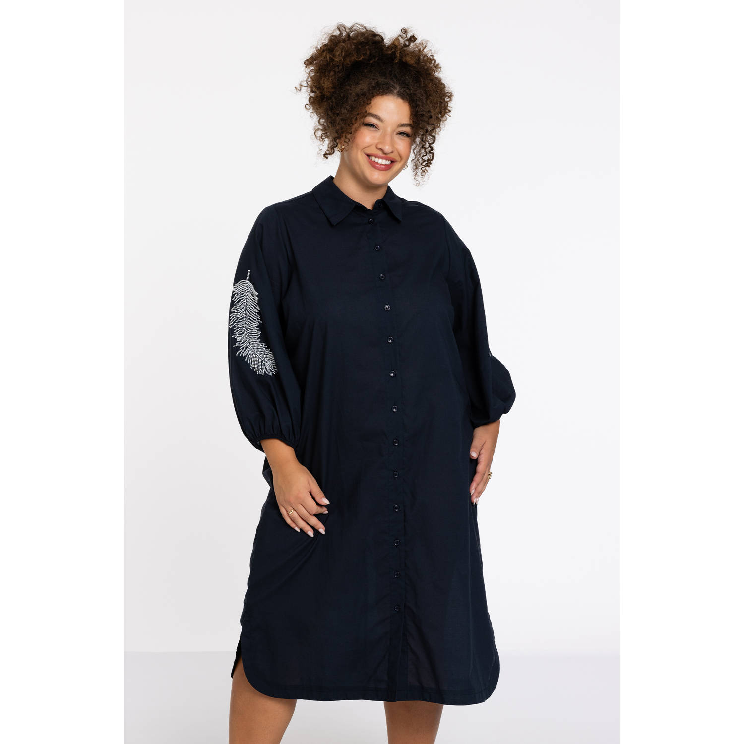 YOEK midi jurk donkerblauw