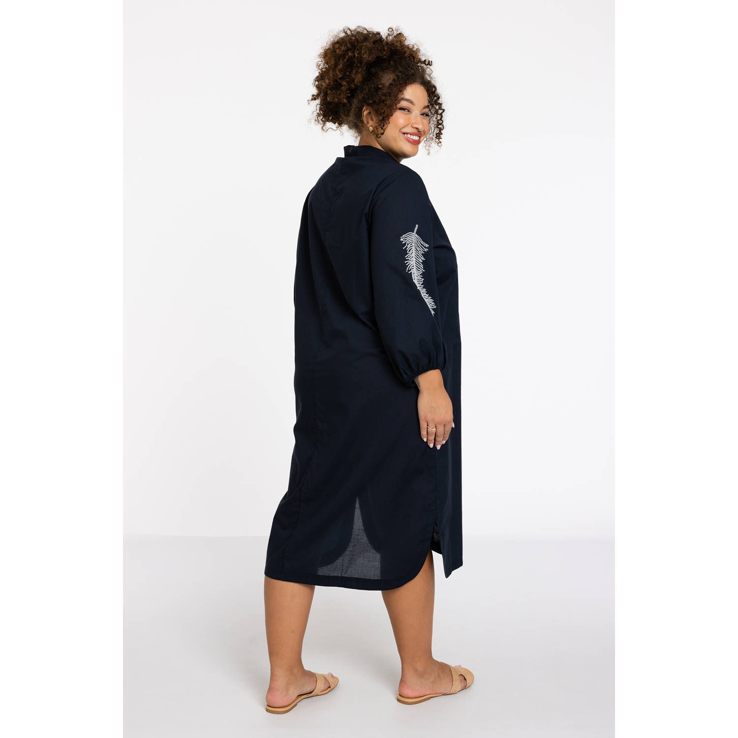 YOEK midi jurk donkerblauw