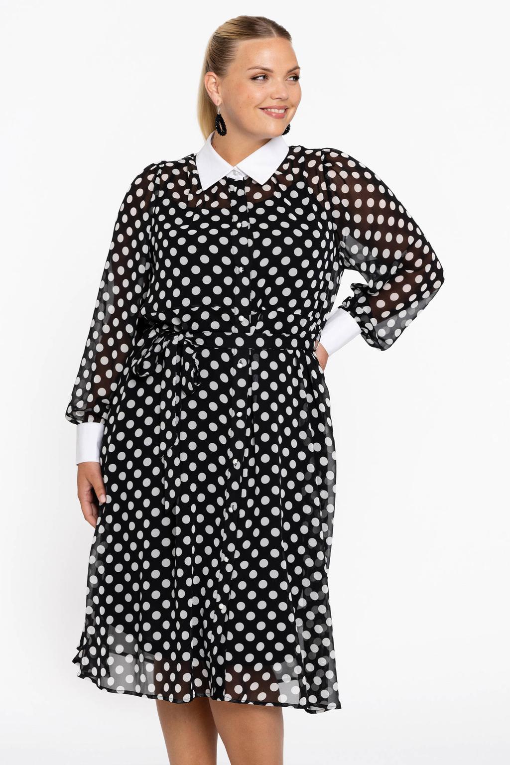 YOEK jurk Plus Size met stippen - zwart