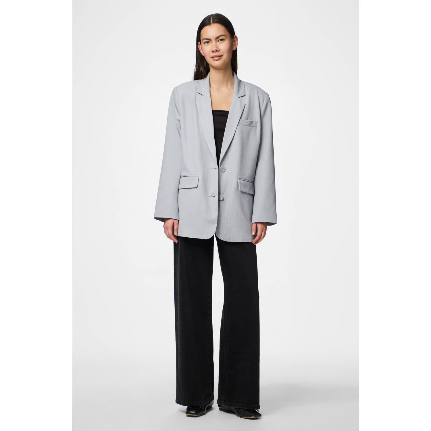 PIECES oversized blazer grijs
