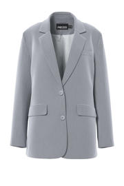 thumbnail: Grijze dames PIECES oversized blazer van polyester met effen, lange mouwen, reverskraag en knoopsluiting