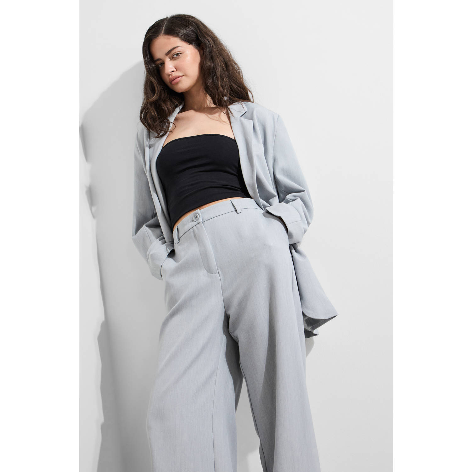 PIECES wide leg high waist broek