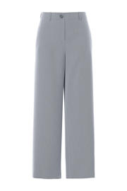 thumbnail: Grijze dames PIECES wide leg high waist broek van polyester met rits- en knoopsluiting en effen